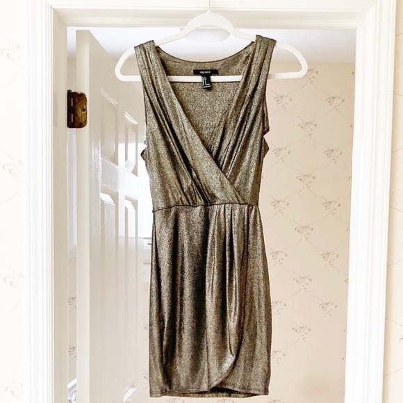 Forever 21 | Dresses | Forever2 Shimmery Gold Metallic Party Dress |  Poshmark